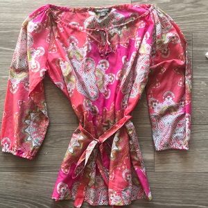 Tommy Bahama Women’s S/P Pink Patterned Blouse
